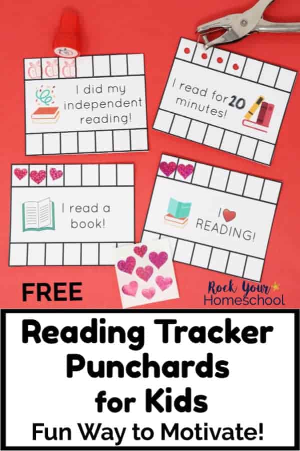 Reading tracker fun for kids with free printable punchcards