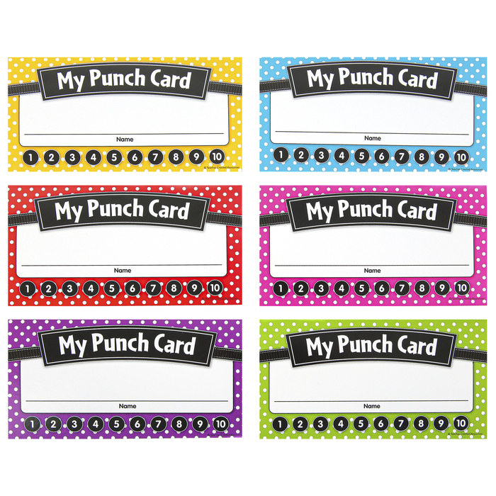 Polka dots punch cards colors x inches pack
