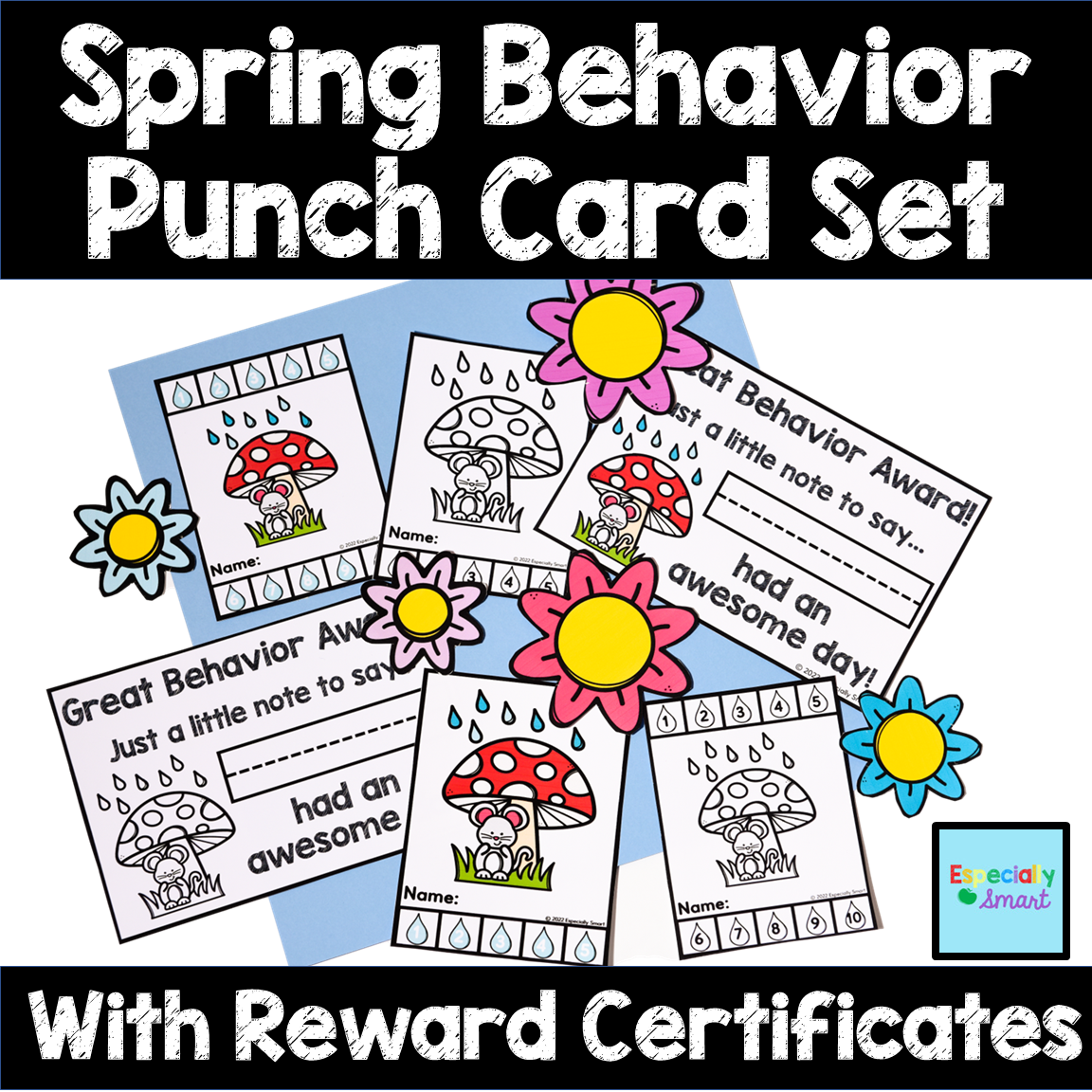 Spring behavior punch cards and reward certificates copy made by teachers