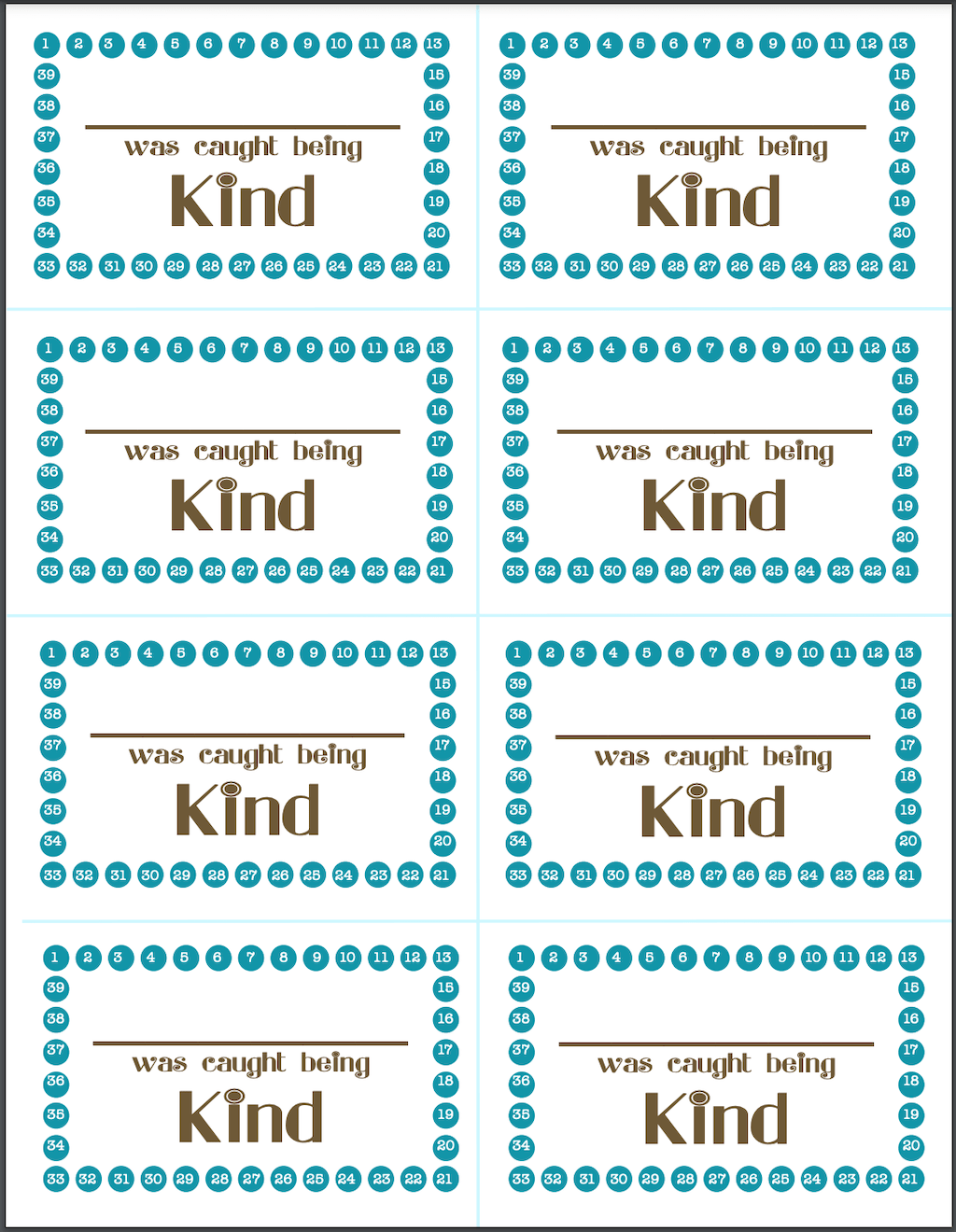 Punch cards to encourage kindness