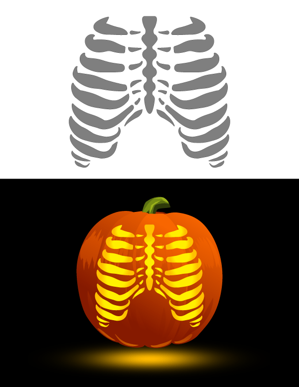 Printable ribcage pumpkin stencil