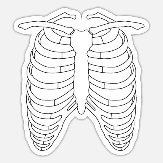 Horror rib ge of a skeleton halloween sticker