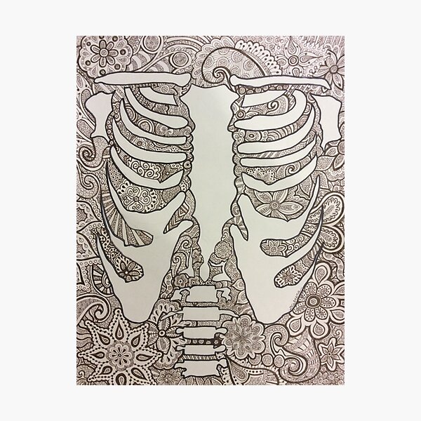 Rib cage zentangle photographic print for sale by artdanicabrera