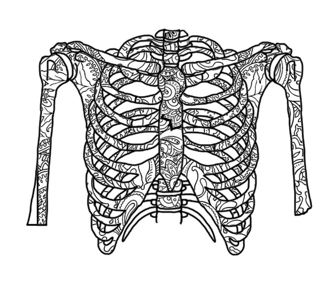 Zentangle rib cage pdf coloring page