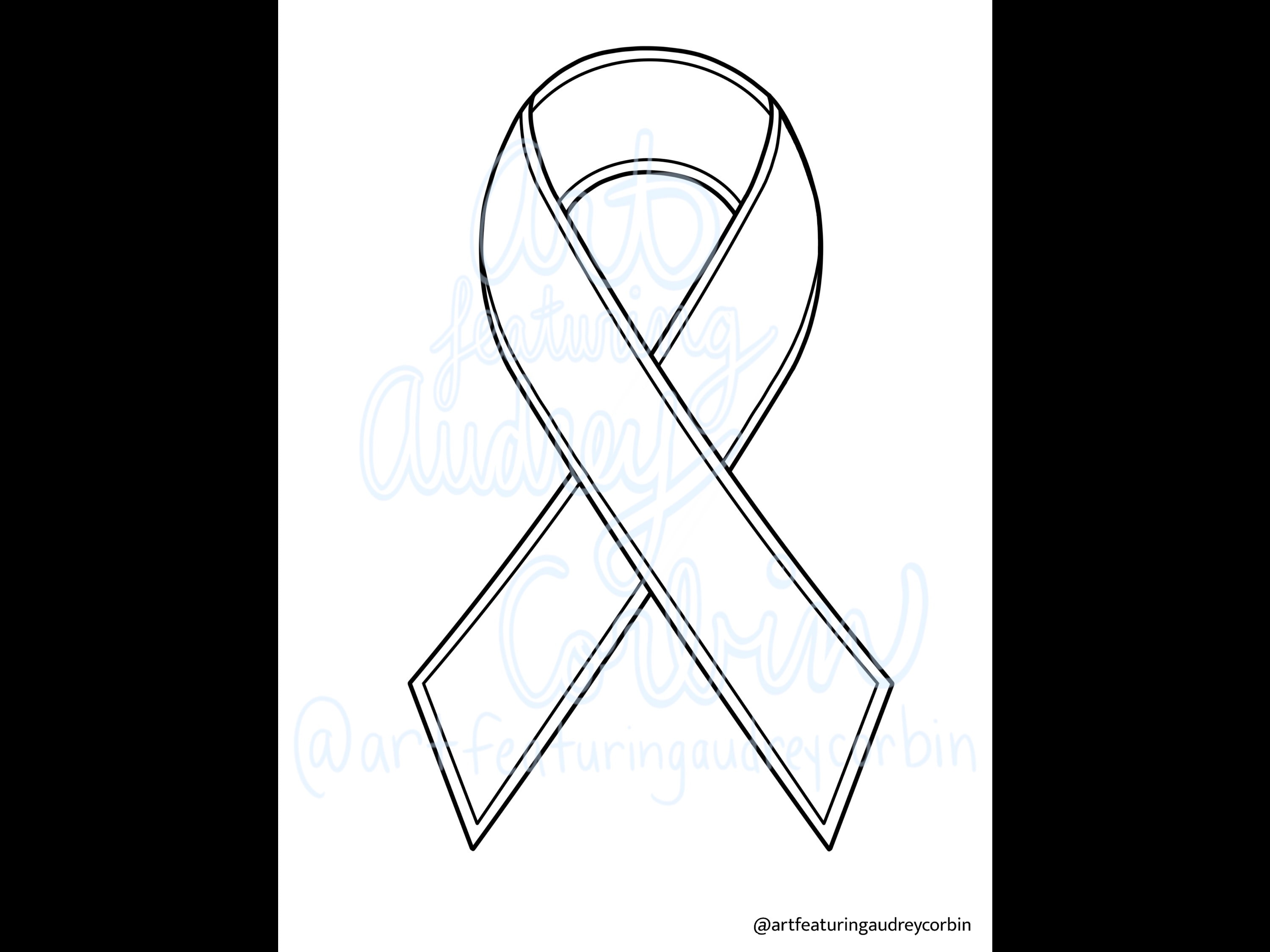 Basic awareness ribbon coloring page for kids and adults digital download coloring page download now