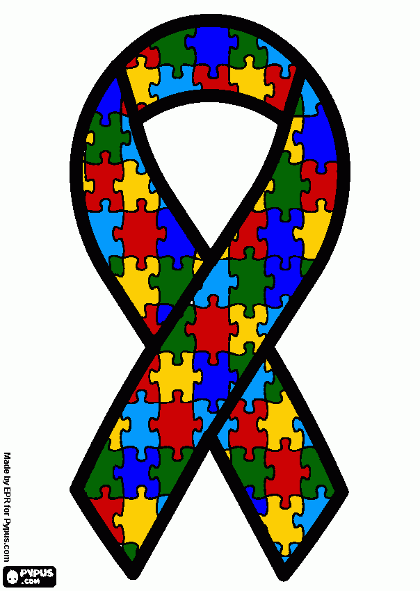 Autism ribbon coloring page printable autism ribbon