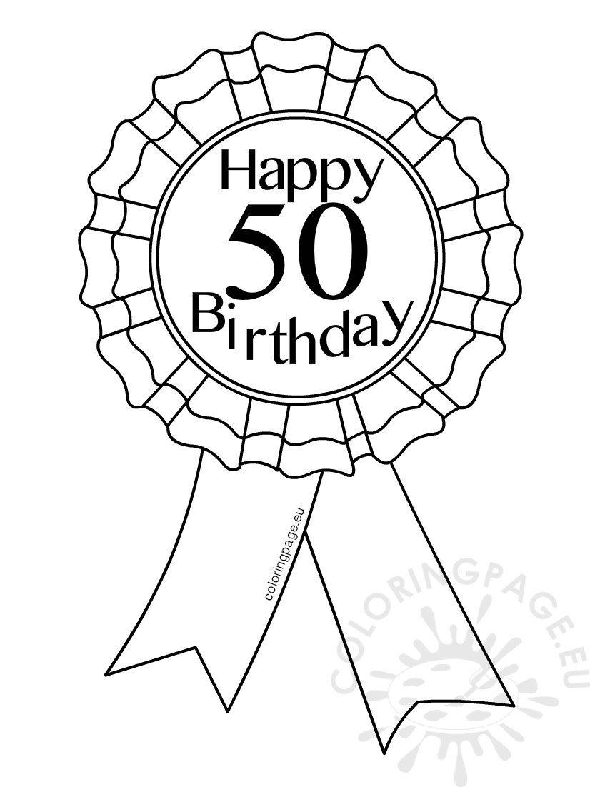 Printable award ribbon birthday coloring page