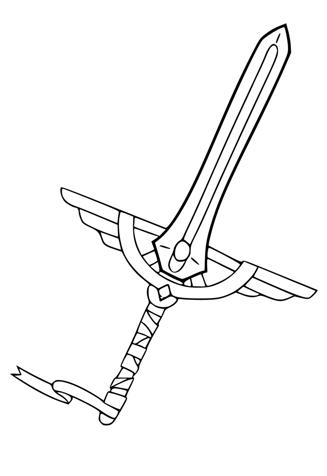 Free printable sword ribbon coloring page for adults and kids