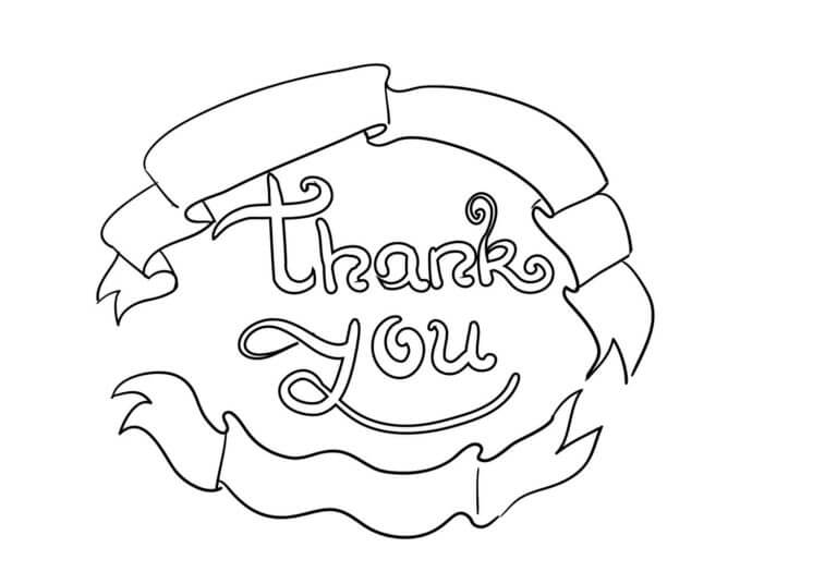 Thank you with ribbons coloring page