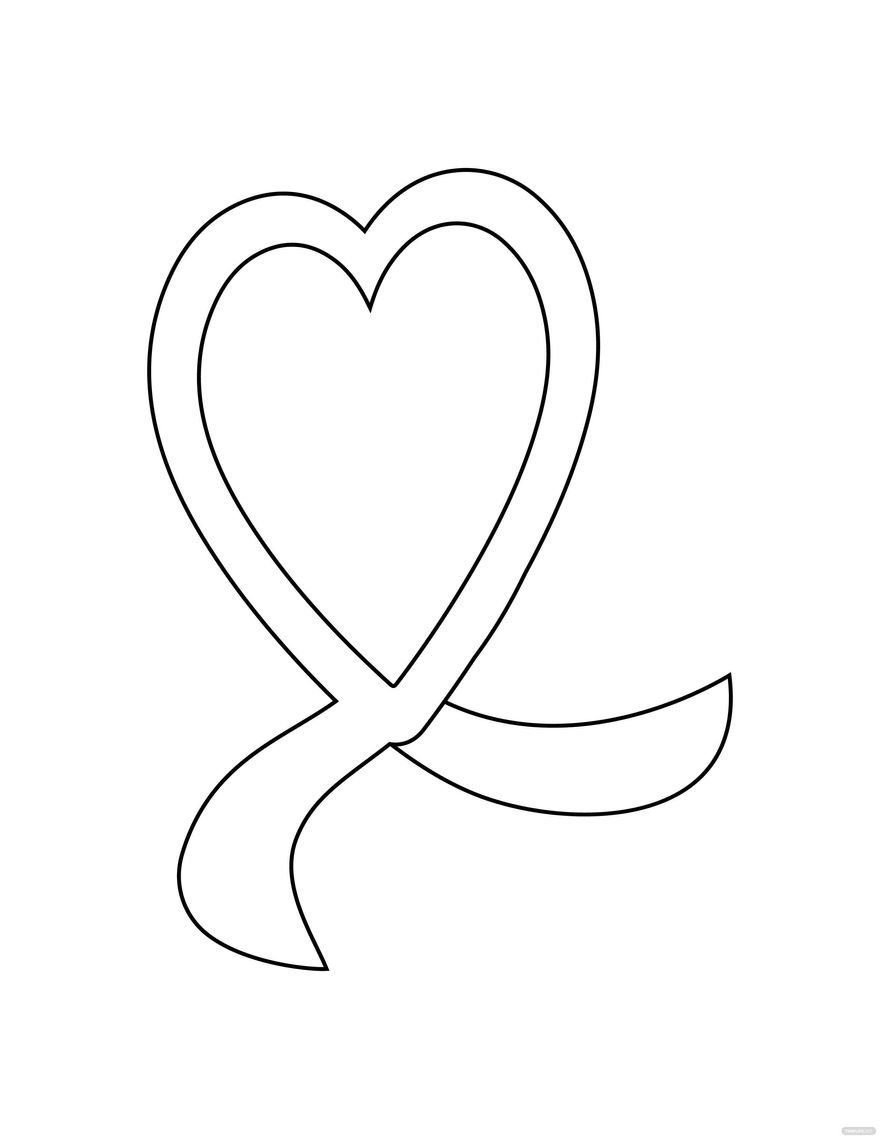 Free heart ribbon coloring page