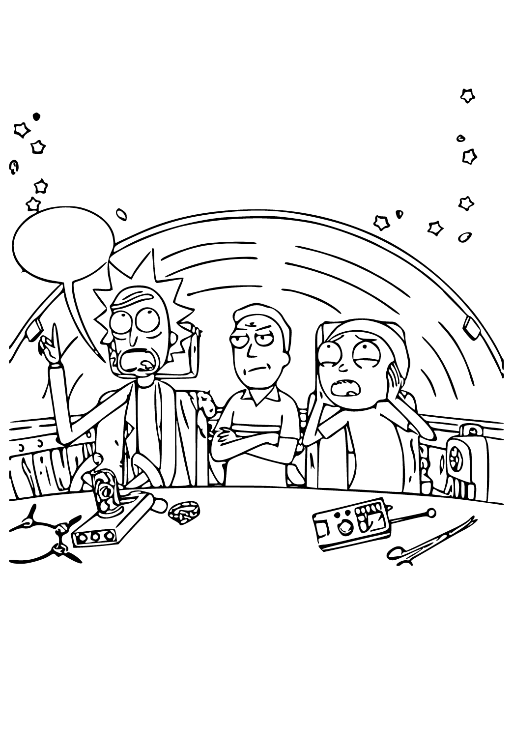 Free printable rick and morty characters coloring page sheet and picture for adults and kids girls and boys