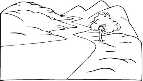 Landscape and the winding road coloring page free printable coloring pages