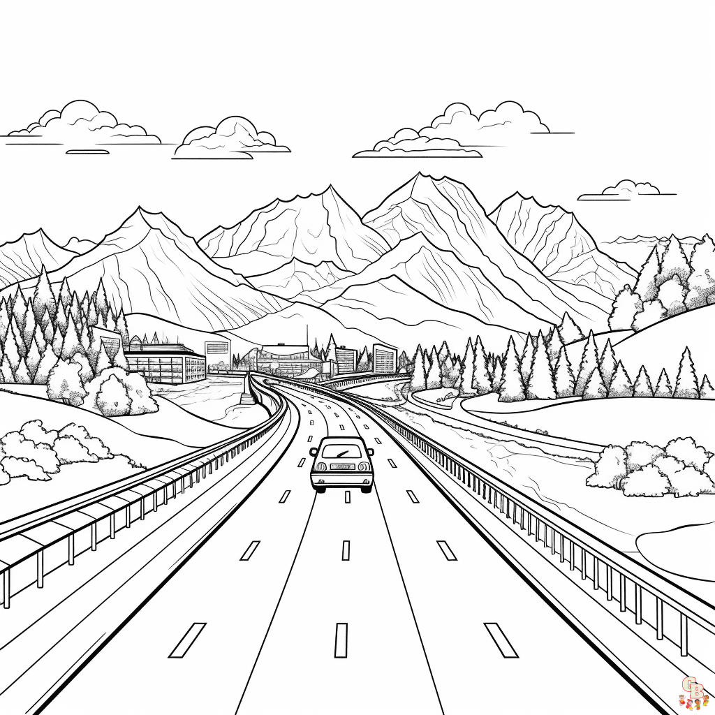 Printable road coloring pages free for kids and adults