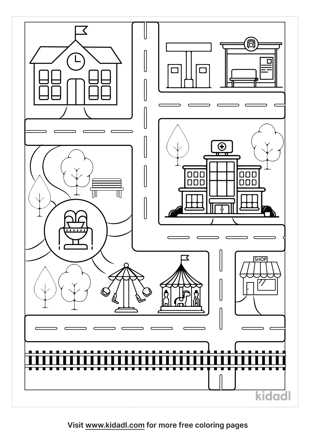 Free road kids map coloring page coloring page printables