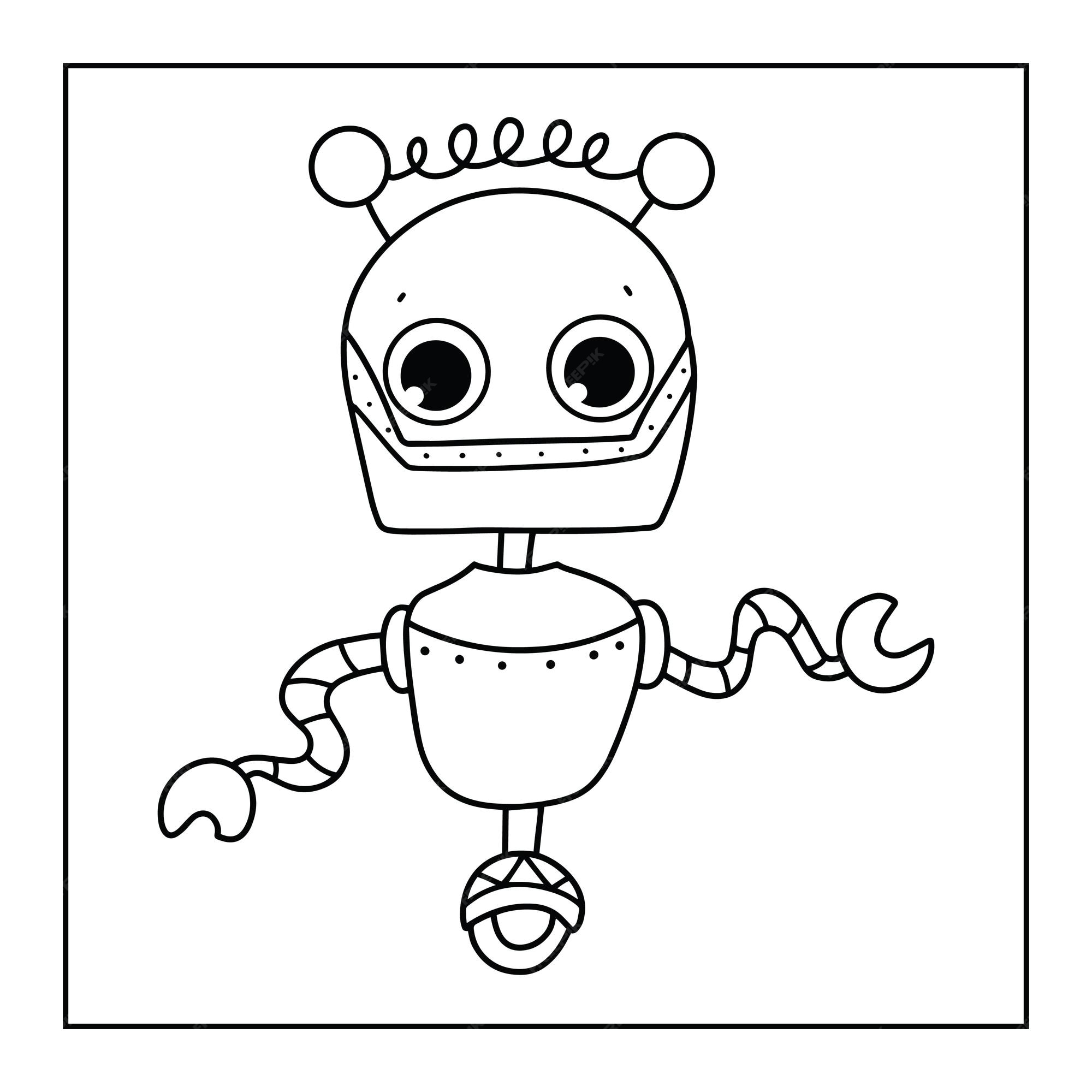 Premium vector cute printable robot coloring pages for kids