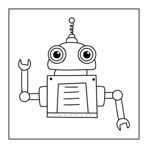 Premium vector cute printable robot coloring pages for kids