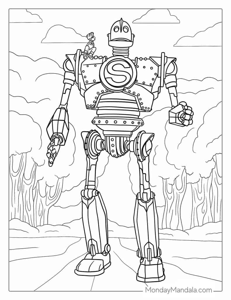 Robot coloring pages free pdf printables