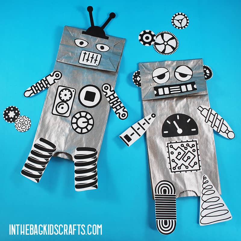 Printable robot craft puppets â in the bag kids crafts