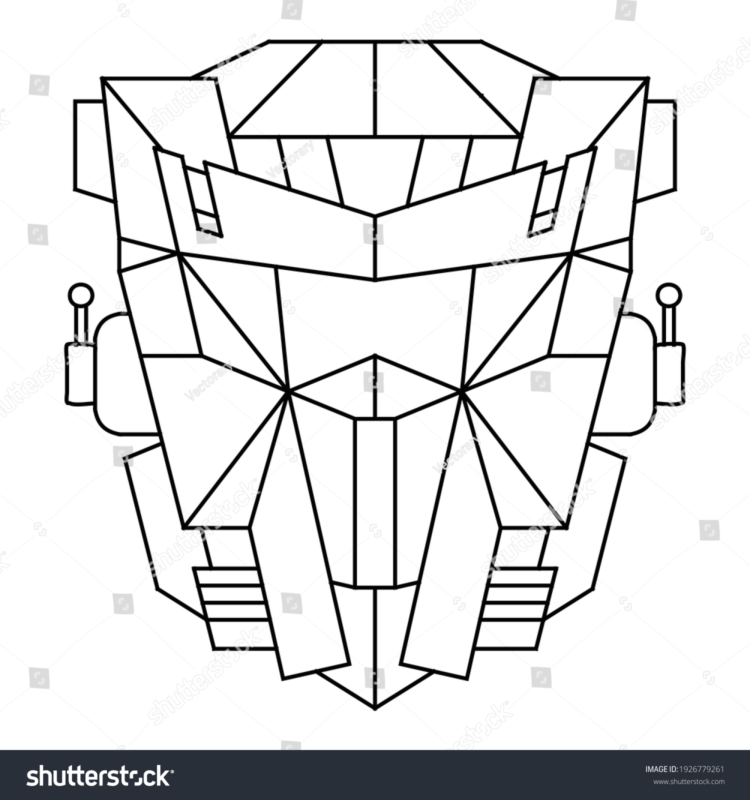 Printable coloring page robot face pattern stock vector royalty free