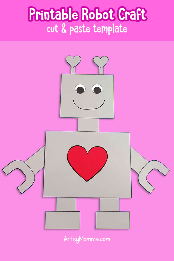 Fun cut and paste robot template for kids