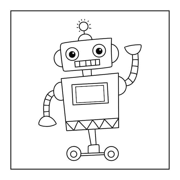 Premium vector cute printable robot coloring pages for kids