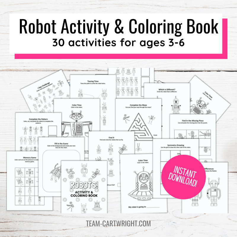 Robot activity coloring book ages