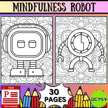 Robot coloring pages mindfulness robot coloring sheets mandala by qetsy