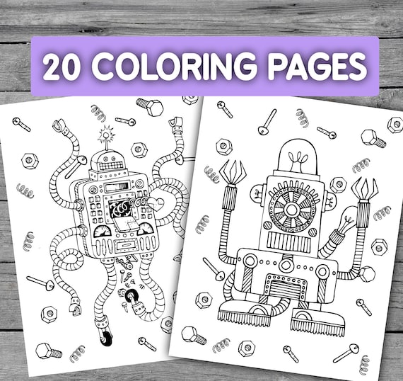 Printable kids robot coloring page worksheets activity