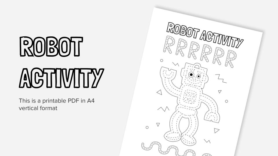 Robot activity printable coloring worksheet