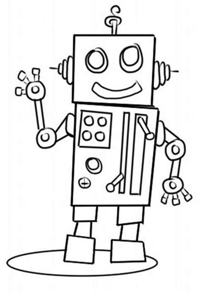 Free easy to print robot coloring pages