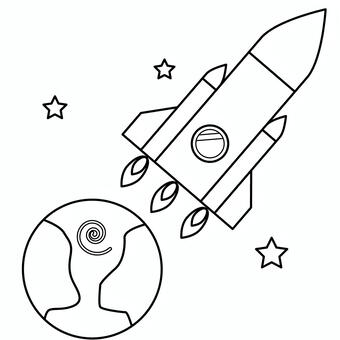 Free vectors rocket black and white coloring page