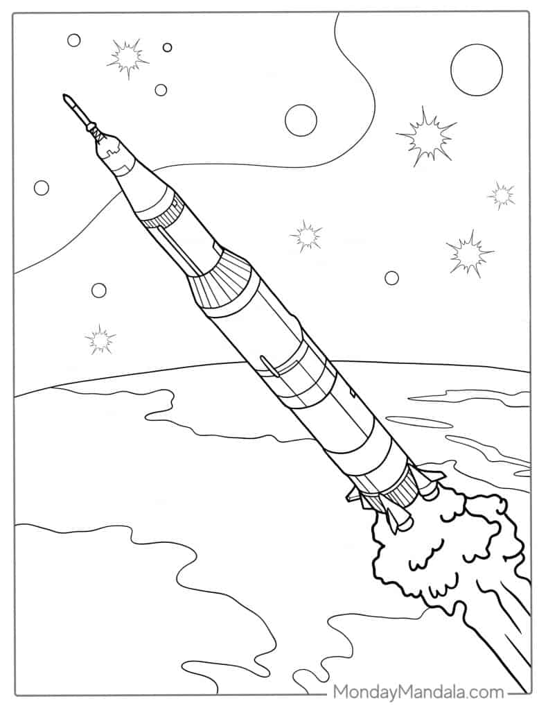 Rocket coloring pages free pdf printables