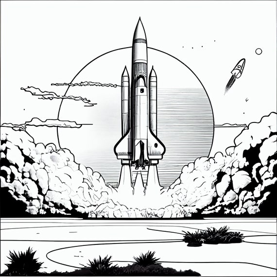 Ready for launch nasa rocket coloring pages for kids and adults instant download for personal artistic enjoyment print paint