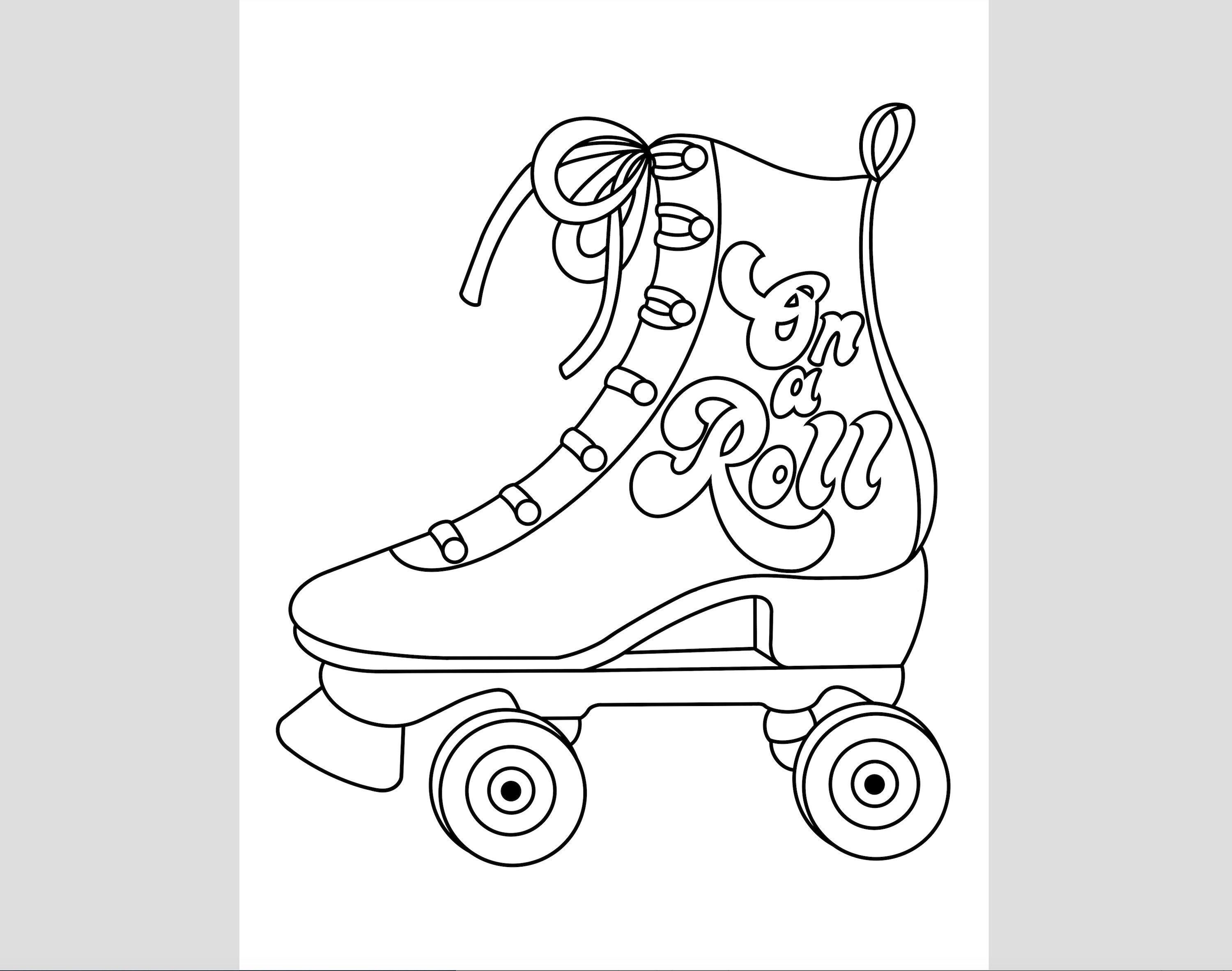 Roller skate coloring page instant download