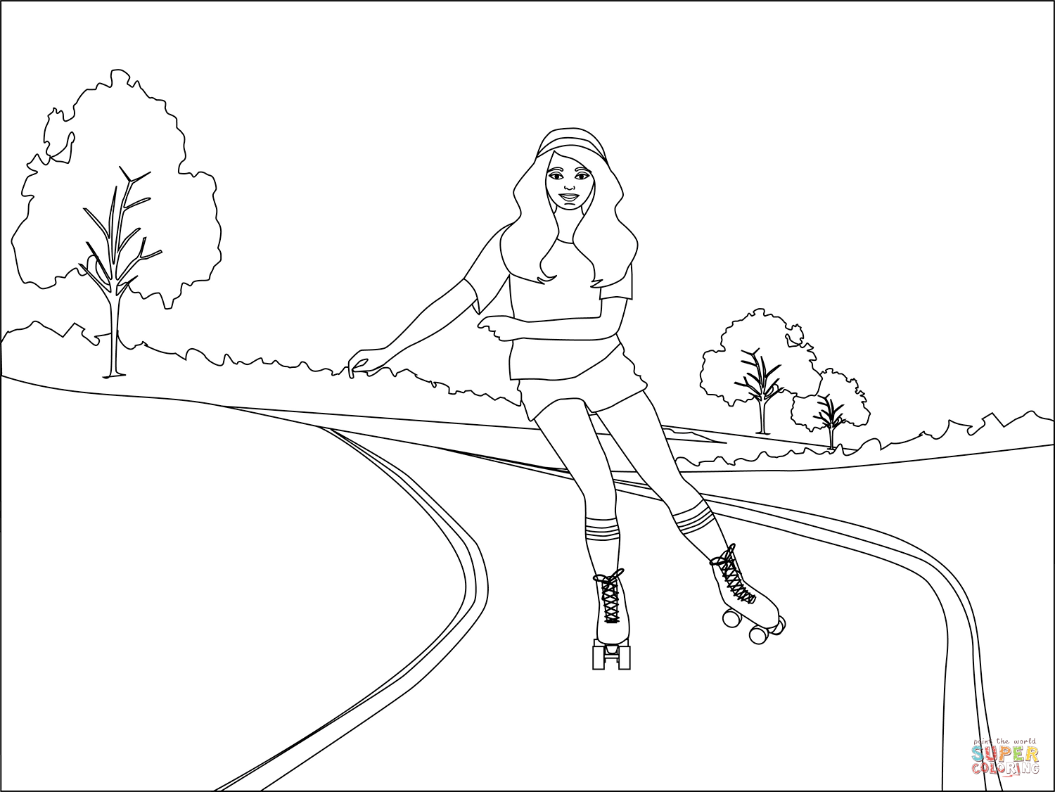 Roller skating coloring page free printable coloring pages