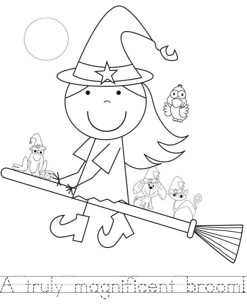 Room on the broom color pages room on the broom coloring for kids coloring pages