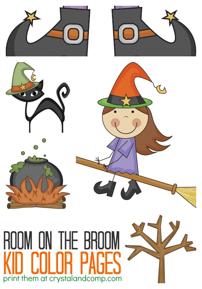 Room on the broom color pages halloween preschool room on the broom coloring for kids