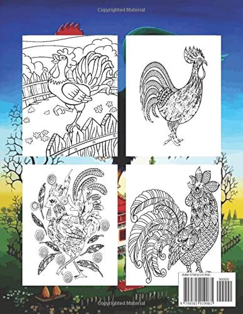 Roosters coloring book an adults chicken and rooster coloring book with unique coloring pages of roosters hens chickens and chicks rooster coloring book mind relax books