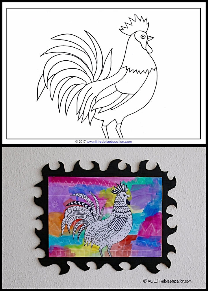 Chinese new year rooster art activities free printable