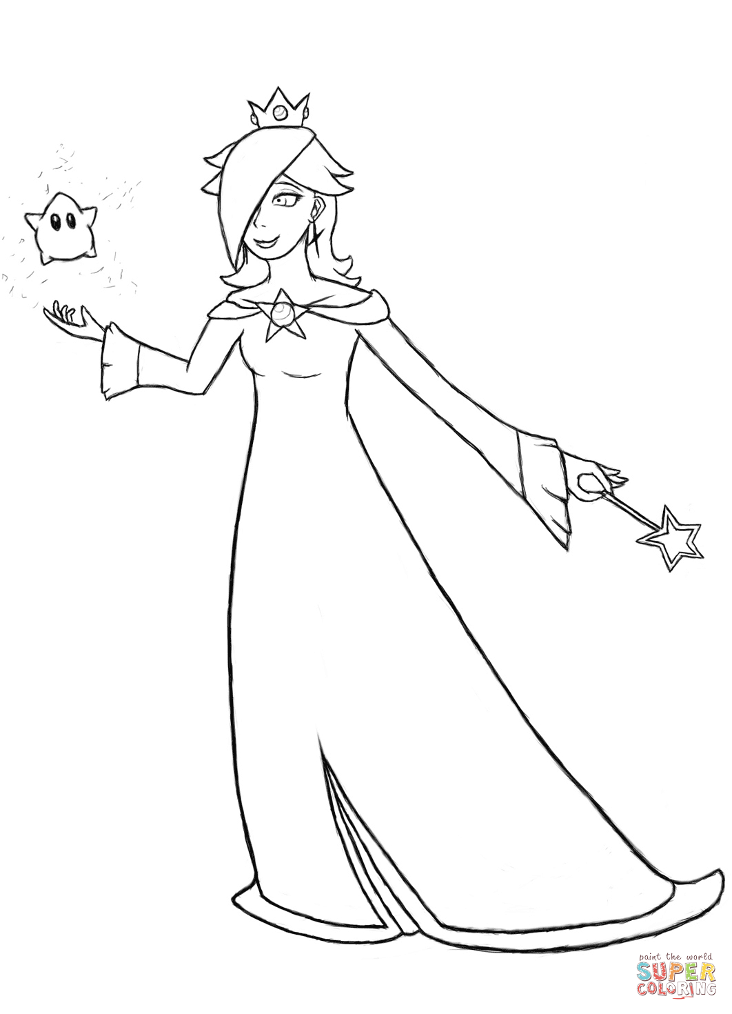 Mario bros rosalina coloring page free printable coloring pages