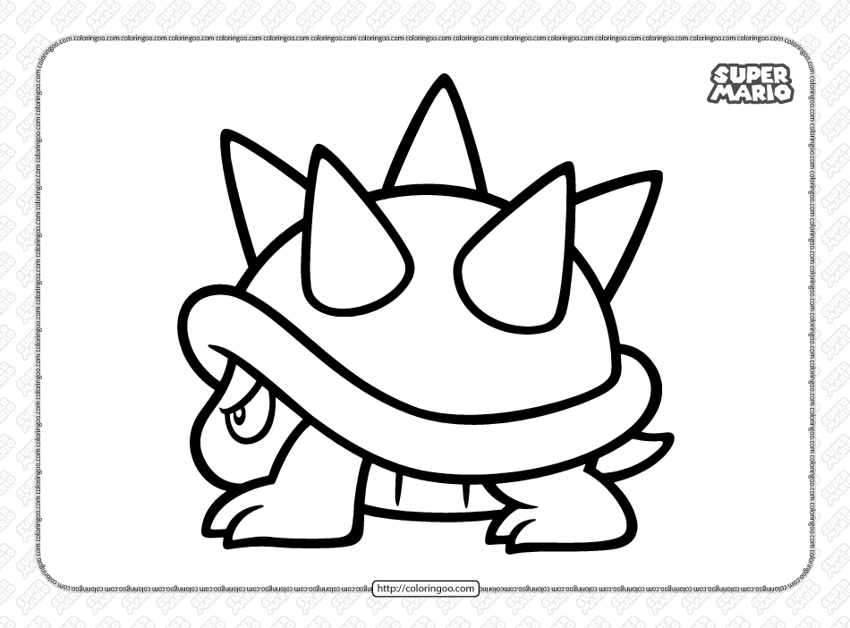 Free printable super mario spiny coloring page