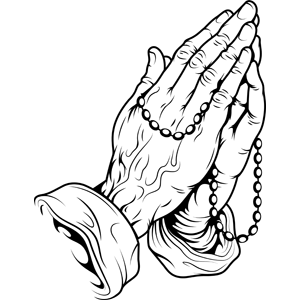 Praying hands with rosary coloring page