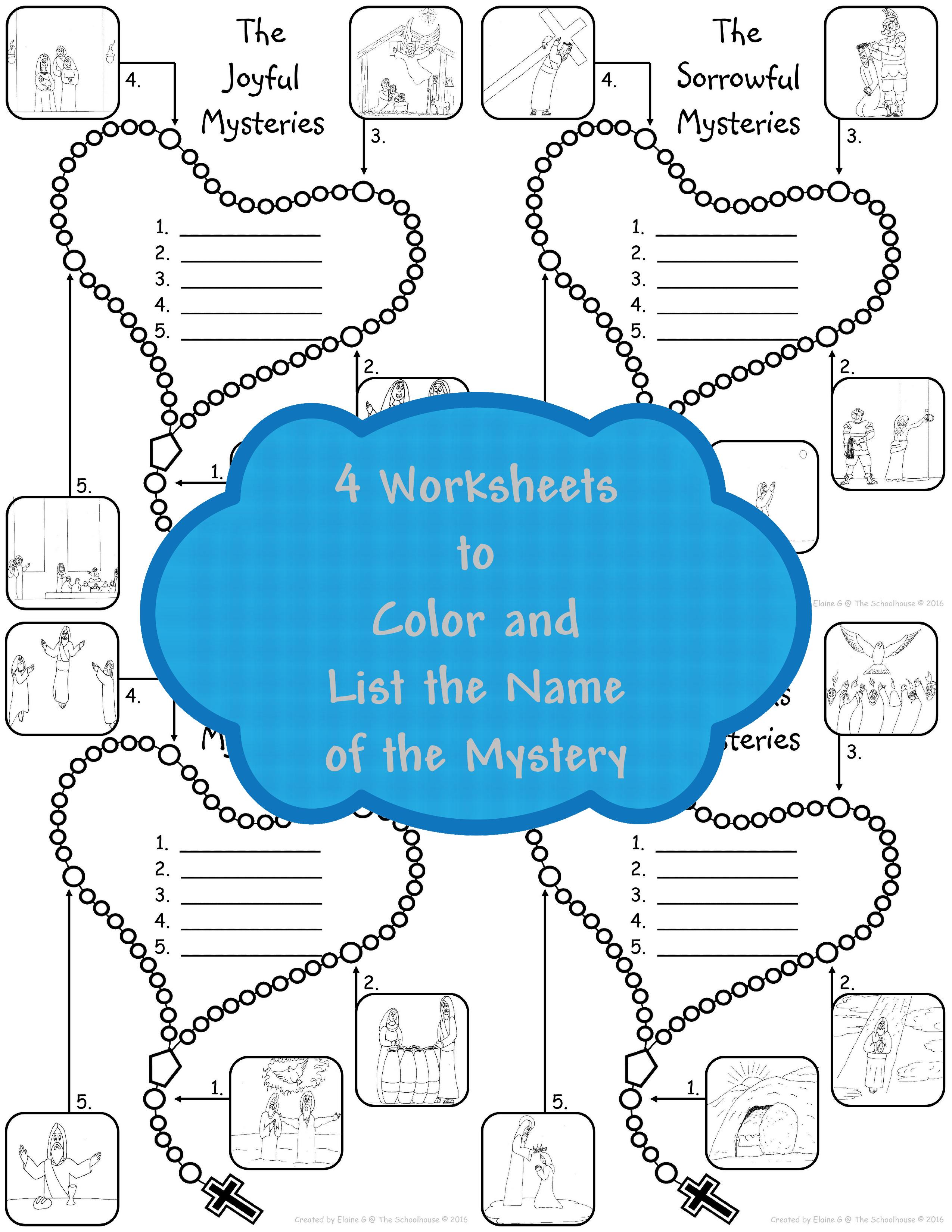 Rosary worksheet and activity pack