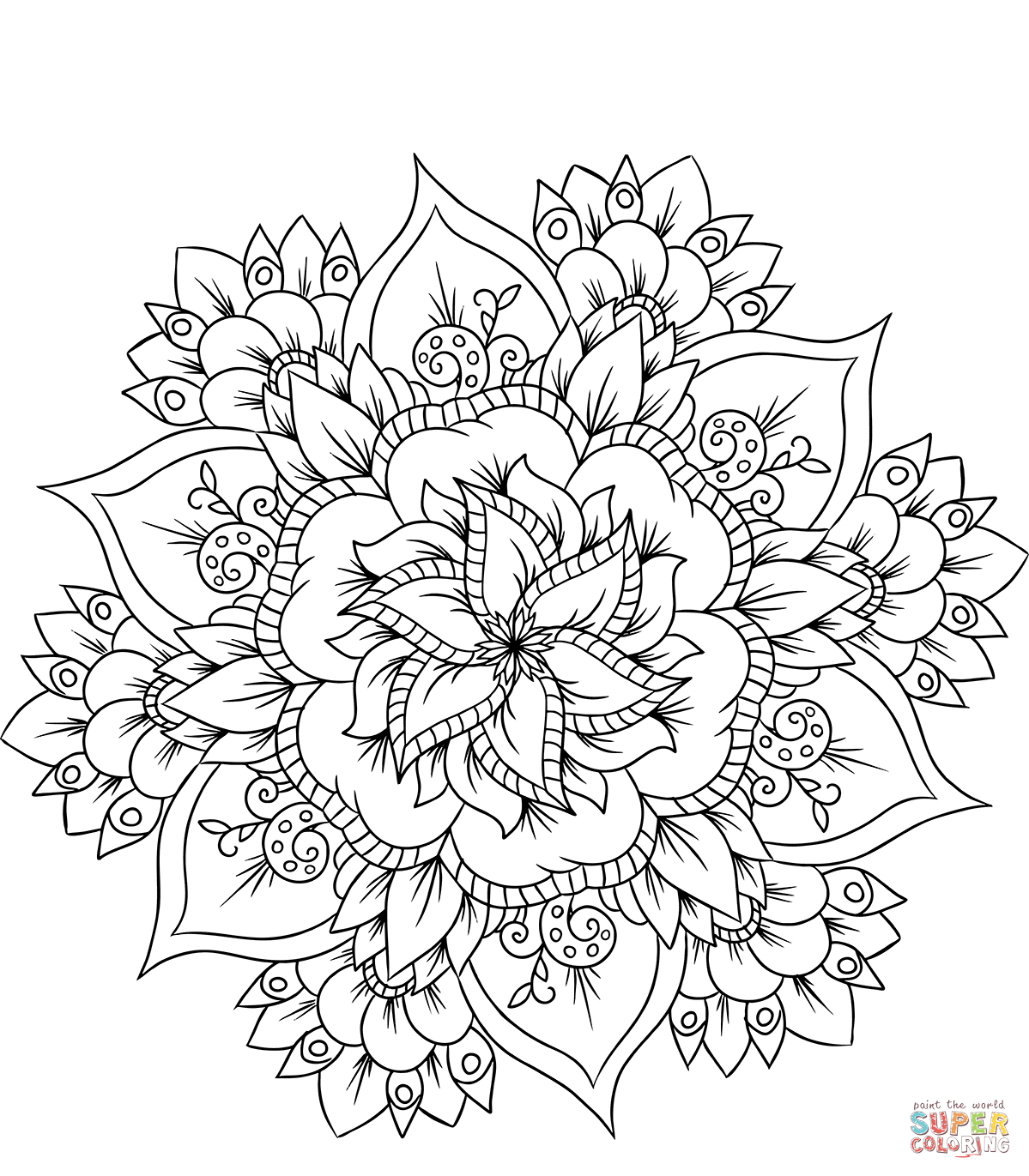 Flower mandala coloring page free printable coloring pages