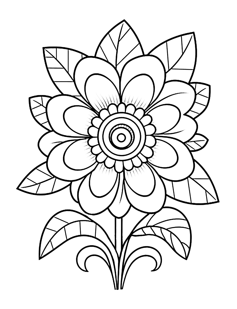 Flower coloring pages free printable sheets