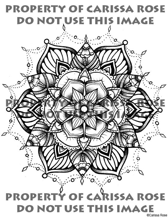 Digital download print your own coloring book outline page tattoo flash mandala pretty geometric pattern adult coloring page