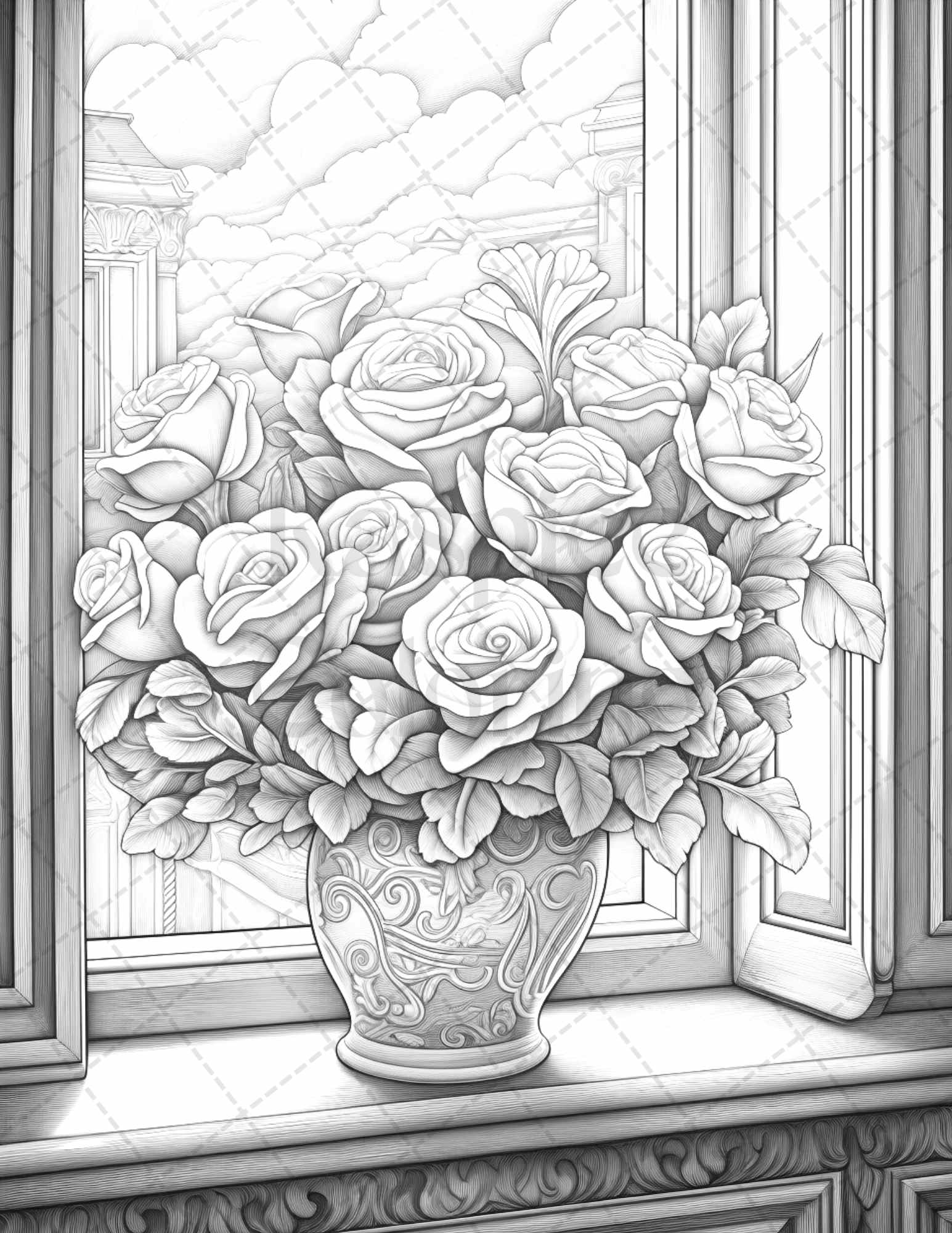 Captivating roses grayscale coloring pages printable for adults pd â coloring