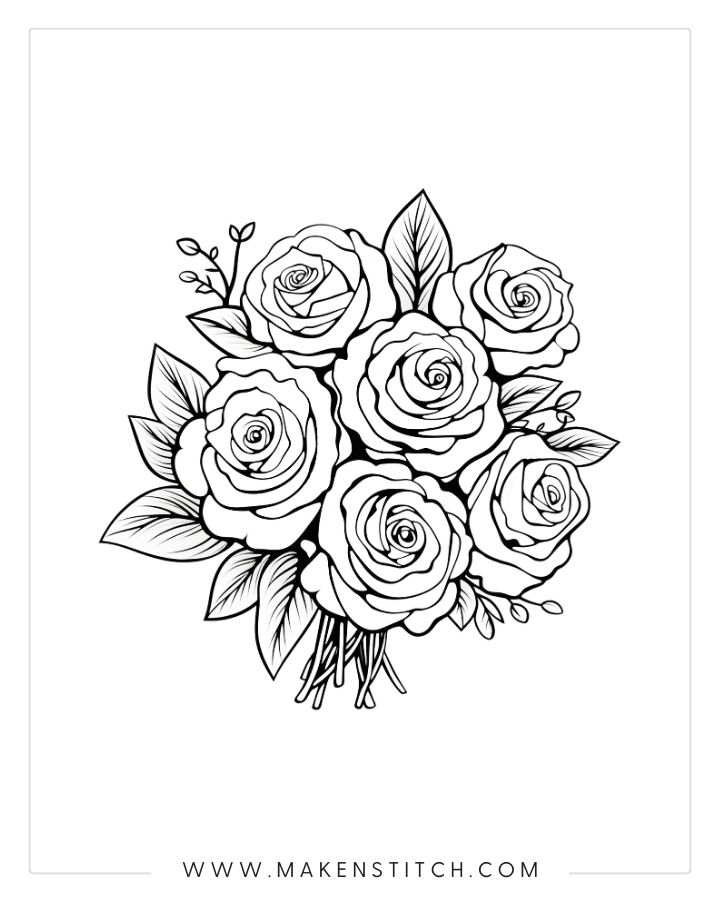 Roses coloring pages for kids and adults