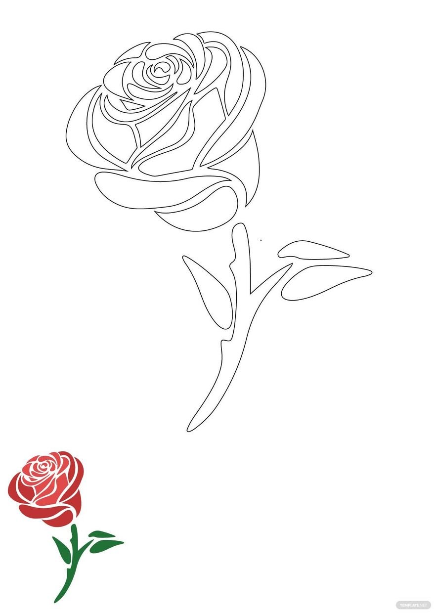 Free rose flower coloring page