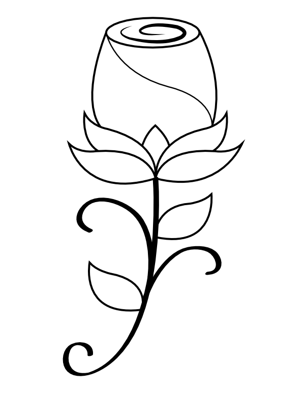 Printable simple rose coloring page